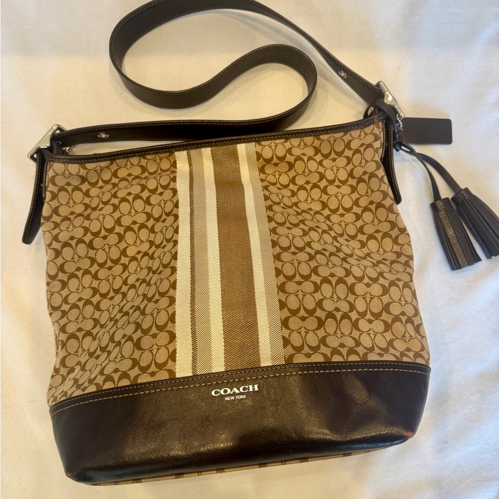 EUC Coach Brown Legacy Signature  Crossbody Bag